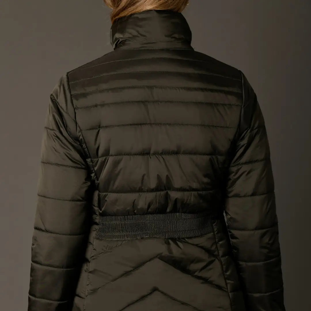 Quilted black back view of the WeatherBeeta Harlow Puffer Jacket for winter style