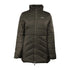 Dark green WeatherBeeta Harlow Puffer Jacket with high collar and full-length zipper