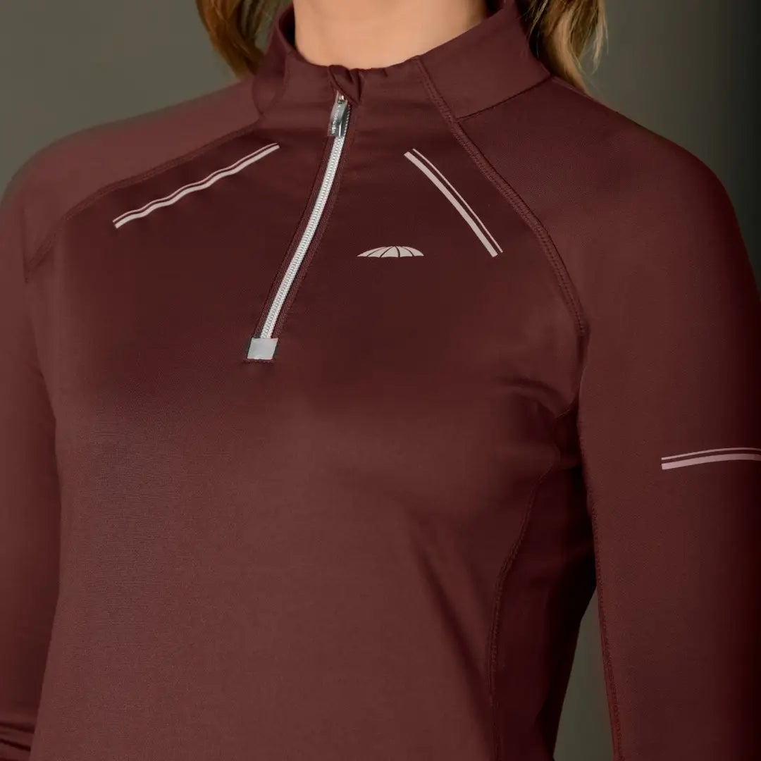 Burgundy WeatherBeeta Victoria Premium Thermal Baselayer with quarter-zip and reflective accents