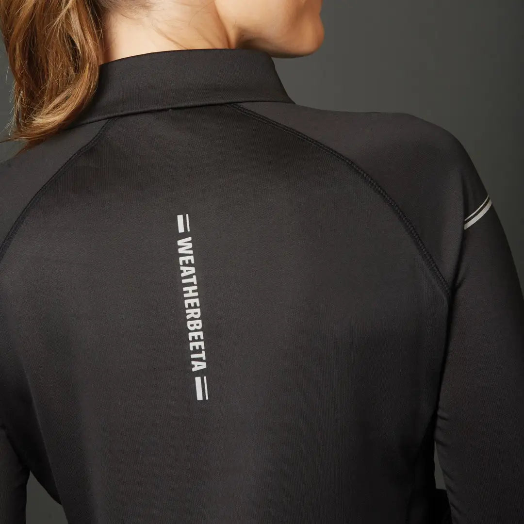 Black WeatherBeeta Victoria Premium Thermal Baselayer Top with logo on back