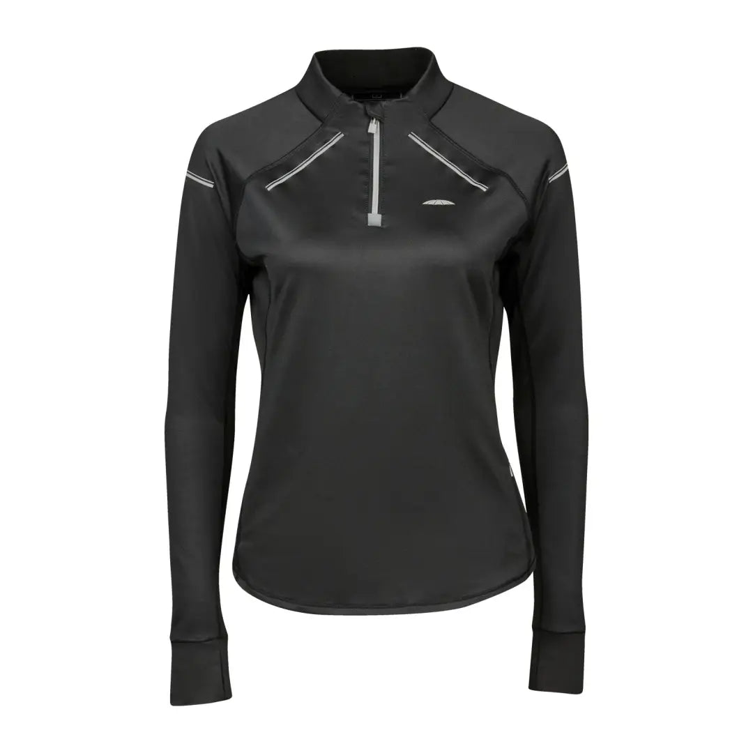 Black long-sleeved WeatherBeeta Victoria Premium Thermal Baselayer Top with quarter-zip