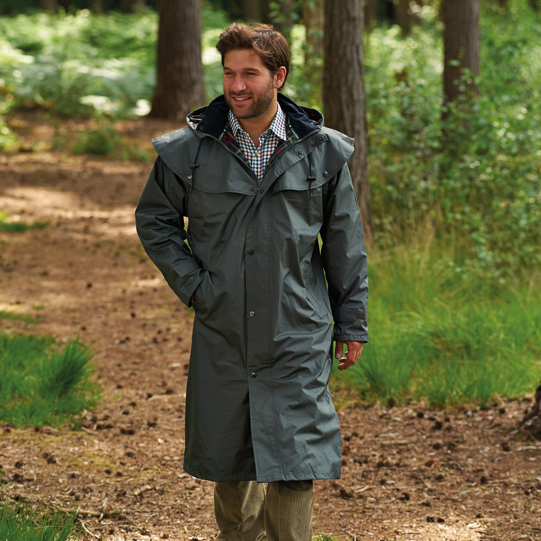 MAGCOMSEN Men's Long Raincoat Waterproof Reusable Hiker Rain