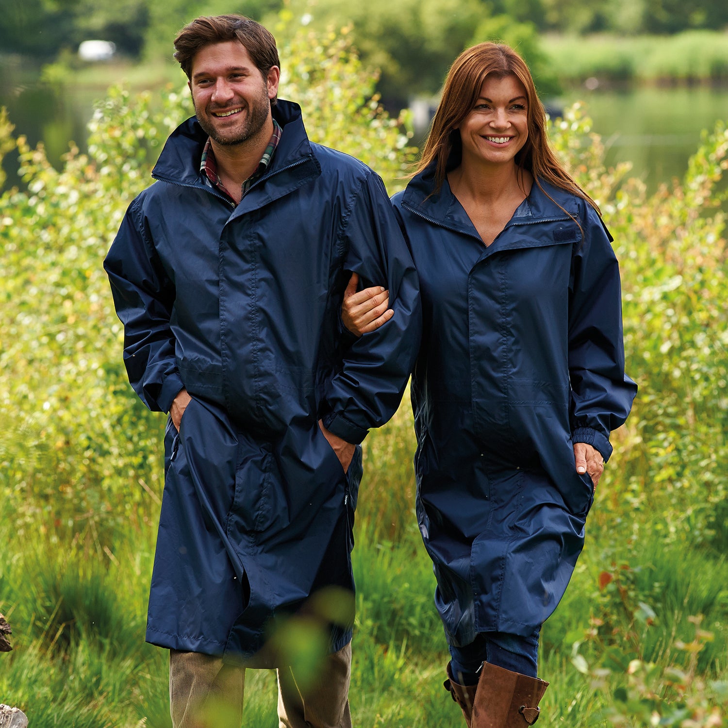 Champion Country Clothing Adult Waterproof Packable Long Coat Navy XL